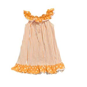 🌵Vintage The Bailey Boys Orange/White Striped Polka Dot Dress Size 6🌵